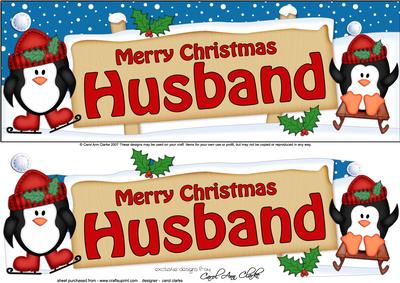 Large Dl Xmas Husband Penguins Signpost