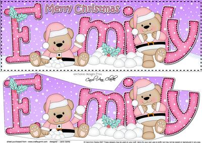Large Dl Xmas Emily Livvy Bear & 3D Decoupage