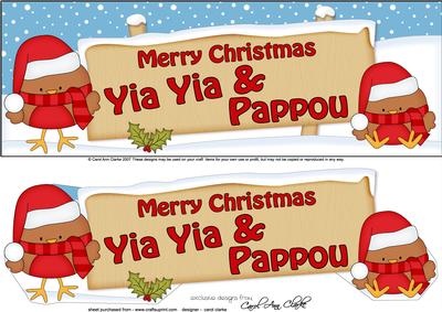 Large Dl Xmas Yia Yia & Pappou Robins Signpost Decoupage