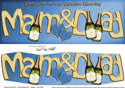 Large Dl Mam & Dad Sapphire Anniversary 3D Decoupage