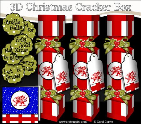 3D St. George's Cross English Flag Christmas Cracker Boxes