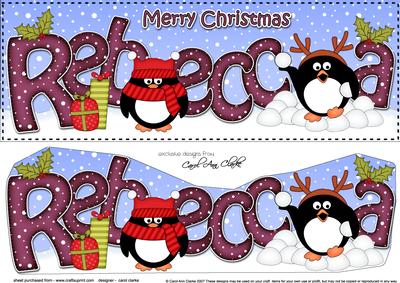 Large Dl Xmas Rebecca Pip Penguin 3D Decoupage