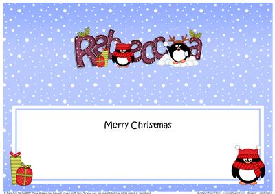Large Dl Xmas Rebecca Pip Penguin Insert