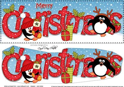 Large Dl Christmas Pip Penguins 3D Decoupage