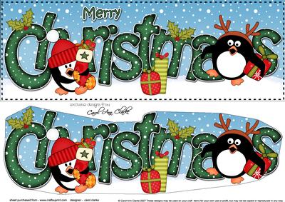 Large Dl Christmas Pip Penguins 3D Decoupage