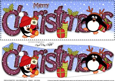 Large Dl Christmas Pip Penguins 3D Decoupage