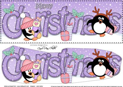 Large Dl Christmas Pip Penguins 3D Decoupage