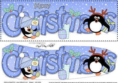 Large Dl Christmas Pip Penguins 3D Decoupage