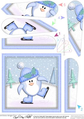 Xmas Penguin Fan Pyramage Topper