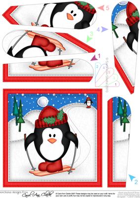 Xmas Penguin Fan Pyramage Topper