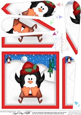 Xmas Penguin Fan Pyramage Topper