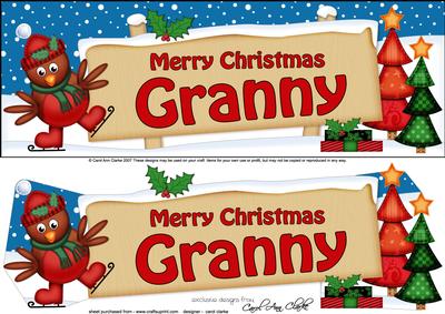 Large Dl Xmas Granny Robin Signpost 3D Decoupage