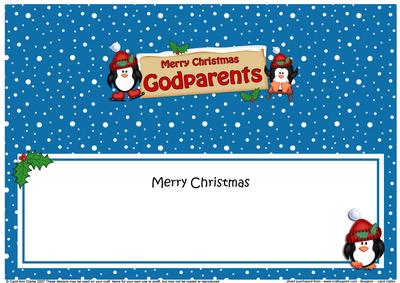 Large Dl Xmas Godparents Penguins Signpost Insert