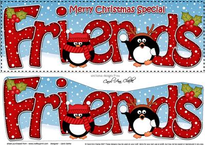 Large Dl Xmas Special Friends Penguins 3D Decoupage