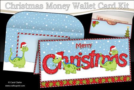 Christmas Denis Dinosaur Money or Gift Wallet Card Kit
