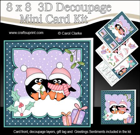 8x8 Xmas Pip Penguin Love Mini Kit 3D Decoupage