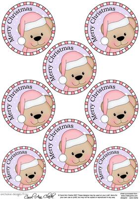 Livvy Bear Round Christmas Gift Tags