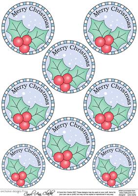 Holly Round Christmas Gift Tags