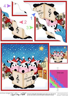 Singing Milly Moo Cows Merry Carollers Wavy Corner Side Sta