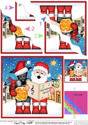 Singing Santa & Scottie Merry Carollers Wavy Corner Side Sta