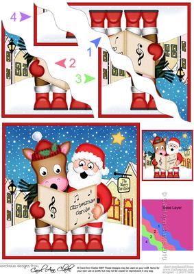 Singing Santa & Gigi Merry Carollers Wavy Corner Side Sta