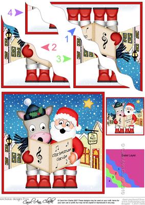 Singing Santa & Gigi Merry Carollers Wavy Corner Side Sta