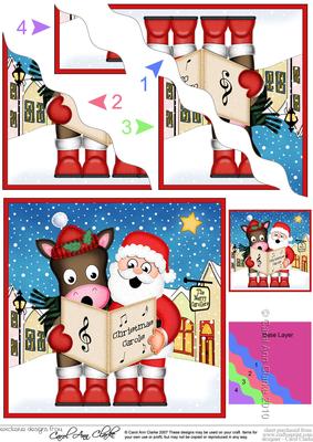 Singing Santa & Gigi Merry Carollers Wavy Corner Side Sta