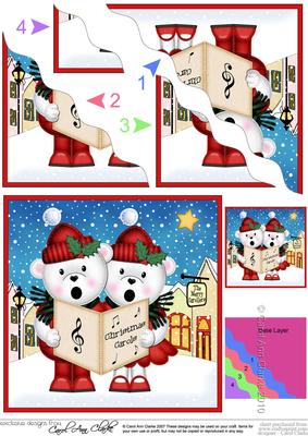 Singing Teddies Merry Carollers Wavy Corner Side Sta