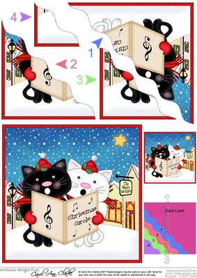 Singing Cute Cats Merry Carollers Wavy Corner Side Sta