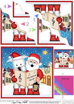 Singing Santa & Westie Merry Carollers Wavy Corner Side Sta