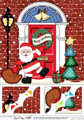 8 x 8 Santa Christmas Door Scalloped Topper