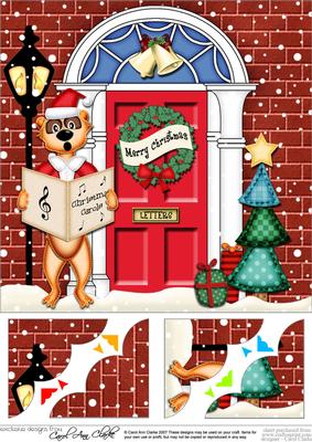 8 x 8 Meerkat Christmas Door Scalloped Topper