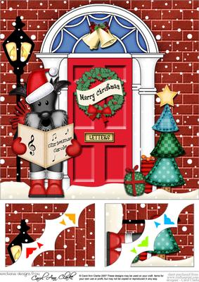 8 x 8 Scottie Dog Christmas Door Scalloped Topper