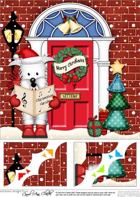 8 x 8 Westie Dog Christmas Door Scalloped Topper