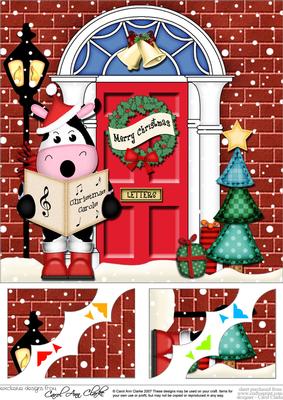 8 x 8 Milly Moo Cow Christmas Door Scalloped Topper