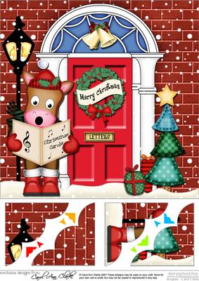 8 x 8 Gigi Horse Christmas Door Scalloped Topper