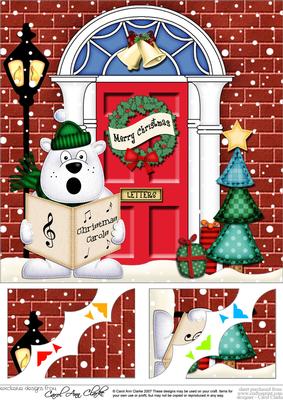8 x 8 Ben Polar Bear Christmas Door Scalloped Topper