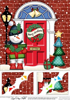 8 x 8 Snowman Christmas Door Scalloped Topper