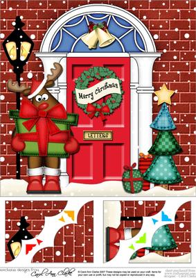8 x 8 Rudolph Christmas Door Scalloped Topper