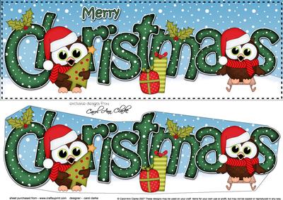 Large Dl Christmas Little Hoot Owl 3D Decoupage