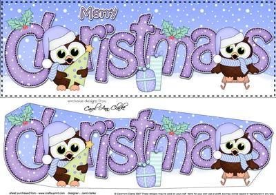 Large Dl Christmas Little Hoot Owl 3D Decoupage