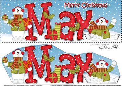 Large Dl Xmas Max Snowman 3D Decoupage