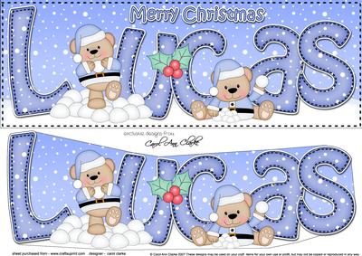 Large Dl Xmas Lucas Livvy Bear 3D Decoupage