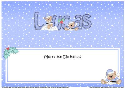 Large Dl 1st Xmas Lucas Livvy Bear Insert