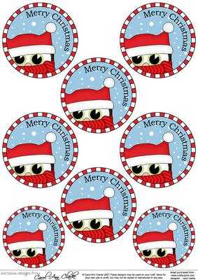 Little Hoot Owl Round Christmas Gift Tags