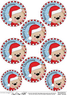 Livvy Bear Round Christmas Gift Tags