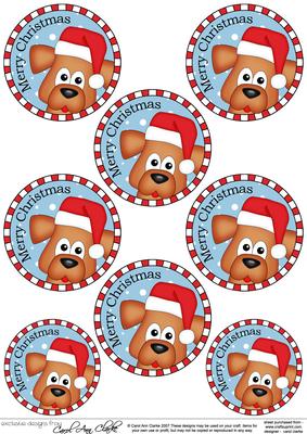 Rusty Dog Round Christmas Gift Tags