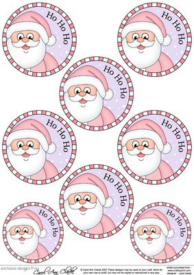 Santa Round Christmas Gift Tags