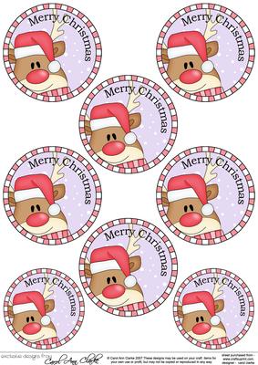 Rudolph Round Christmas Gift Tags