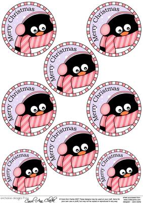 Pip Penguin Round Christmas Gift Tags